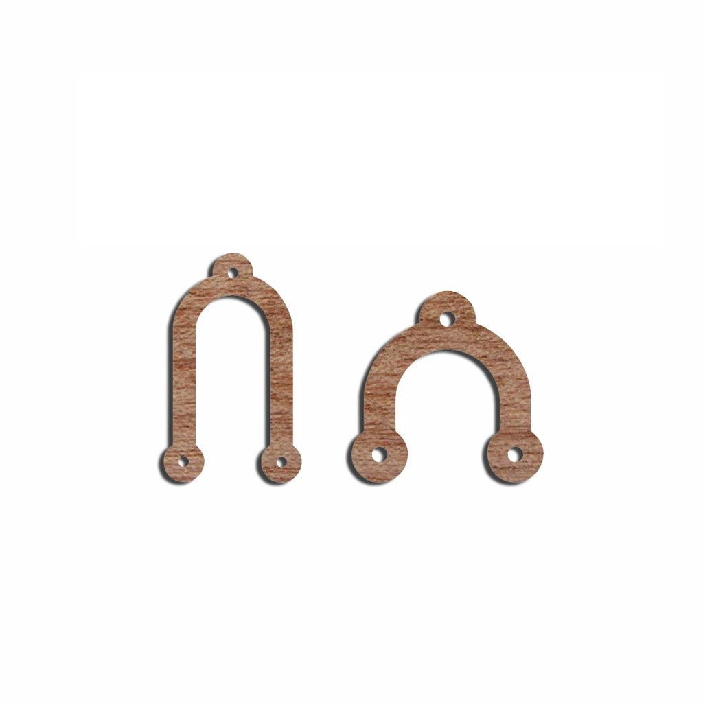 6pcs Unfinished Blank Wooden Three Hole Half Circle Arch Earring Connector Pendant for Women Female Jewelry Making DIY Crafting