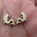 5Pair Unfinished Blank Wood Summer Mermaid Cabochon Beach Mermaid Tail Post Earrings Stud Jewerly Findings