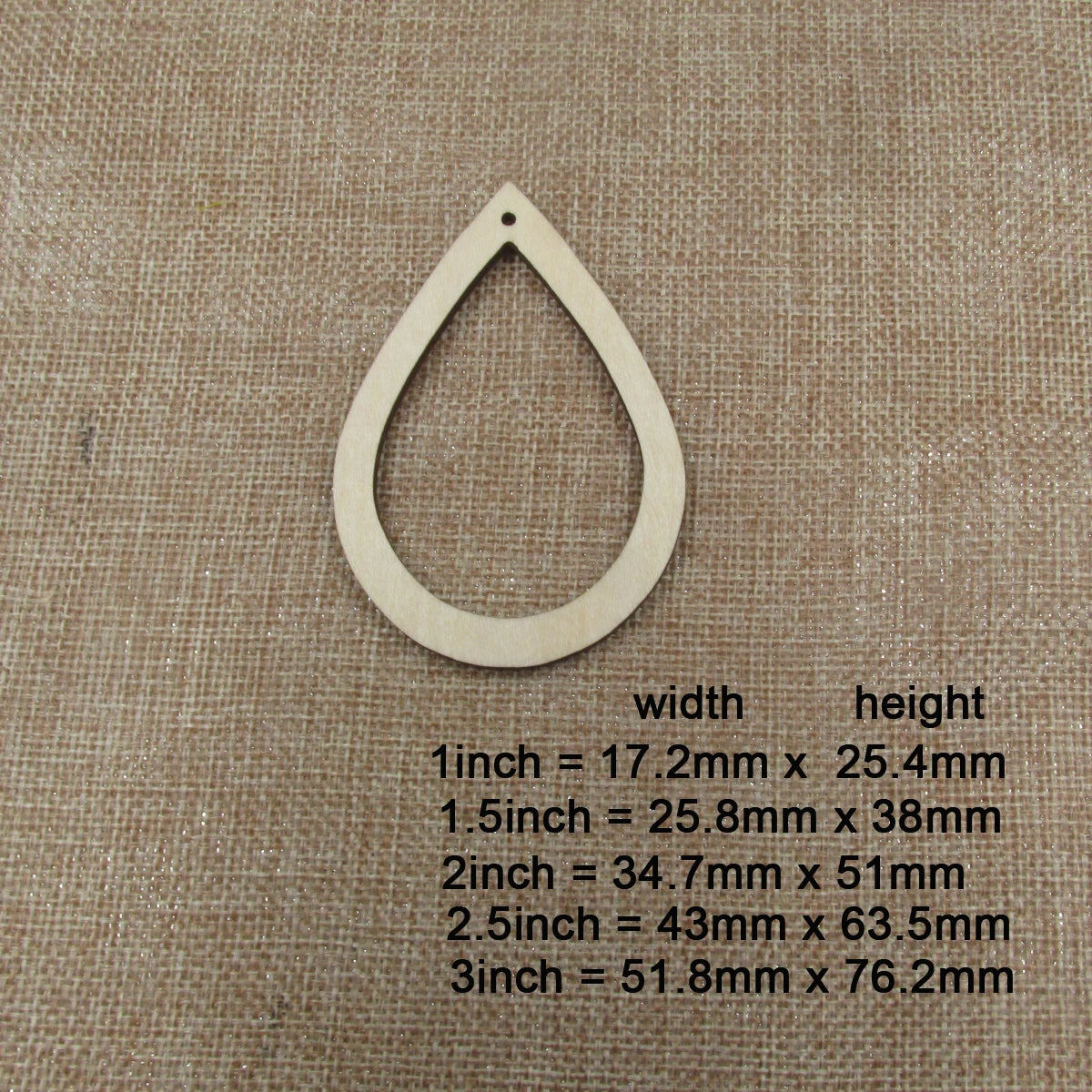 10pcs All Size DIY Unfinished Laser Cut Wood Earrings Blanks Wide Hollow Rounded Teardrop Shape For Jewelry