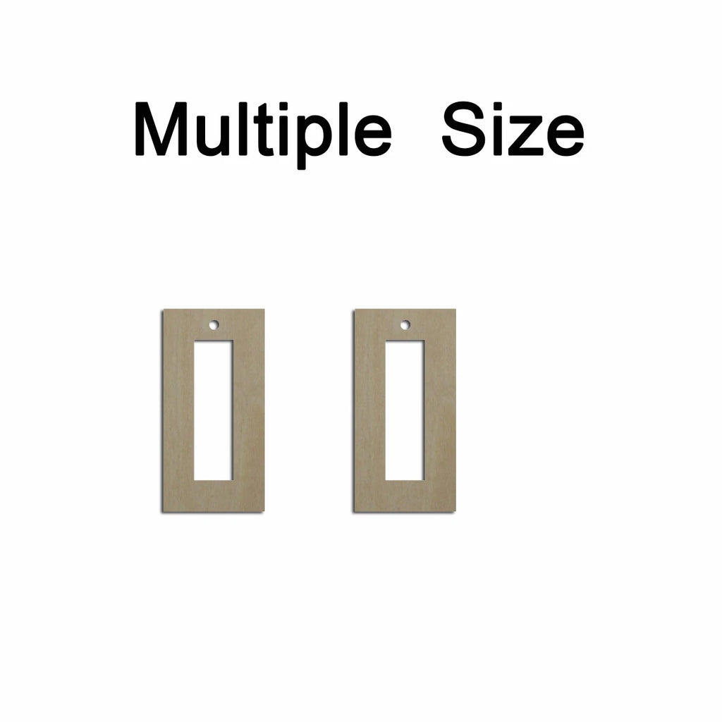 10pcs Multiple Size Unfinished Wooden Blanks 2x1 Rectangle Bar Frame Cutout Shape Dangle Earring For Jewelry Supplier