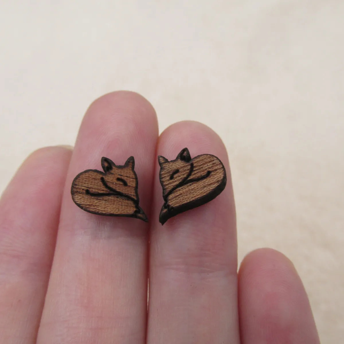 5pair Geometric Origami Unfinished BlankWooden Animal Fox Charm Wood Cabochon Foxes Pendant For DIY Earring Stud Supplies