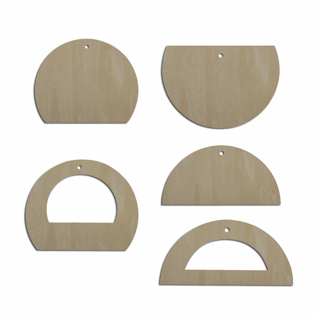 10pcs Laser Cut Unfinished Blank Wood Geometric Semicircle Cutout Shape Half Circle Earring Pendant Jewelry Charm Finding