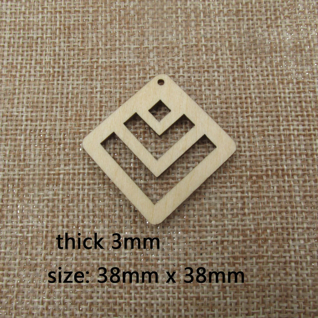 10pcs Unfinished Wood Blanks Macrames Triangle Teardrop Diamond Shape Wooden Macrame For DIY Earrings Findings Jewelry