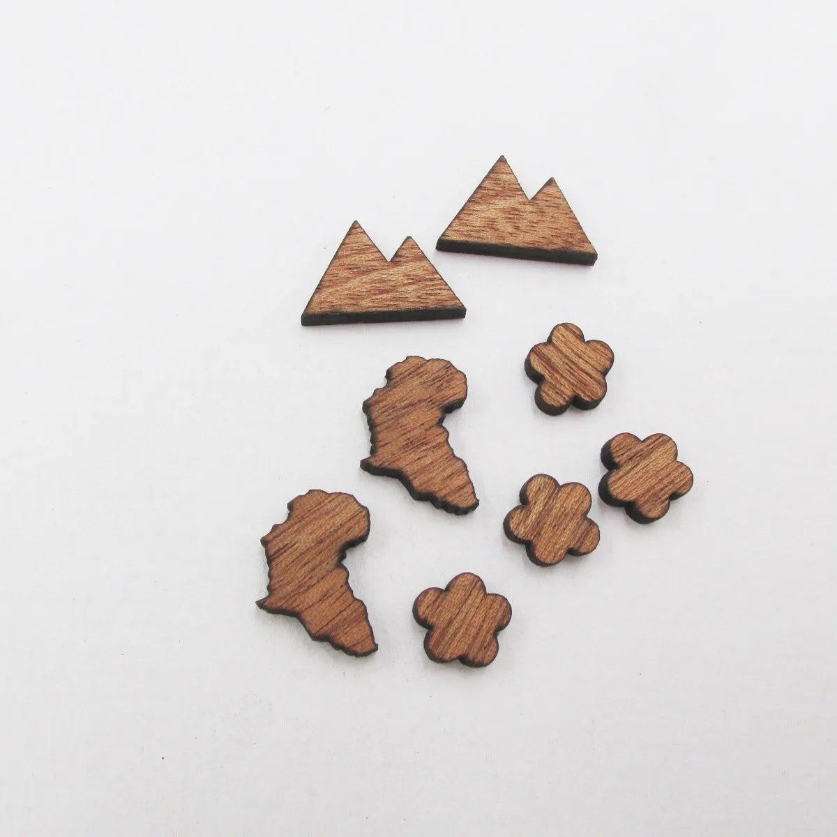 Laser cut Mountain flower map Blank Wood Cabochon Mini Wooden Shape Earring Supplies