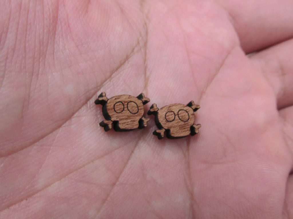5 Pair Unfinished Blank Wood Cabochon Holidays Halloween Skull Wooden Cutout Shapes For DIY Stud Earrings Supplies