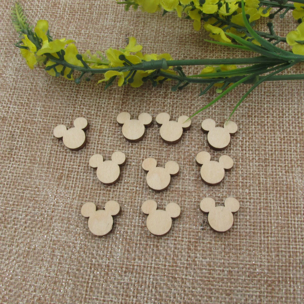 10pcs Unfinished Blank Tiny Mouse Head Shape Wood Stud Earring Cutout Cabochon Charm For DIY Jewelry Hand Painted Making
