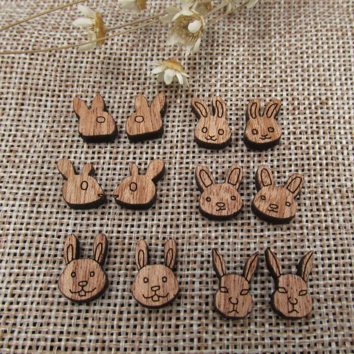 5 Pair Unfinished Blank Wide Animal Wood Bunny Rabbit Wooden Cutout Shapes For DIY Stud Earrings Supplies