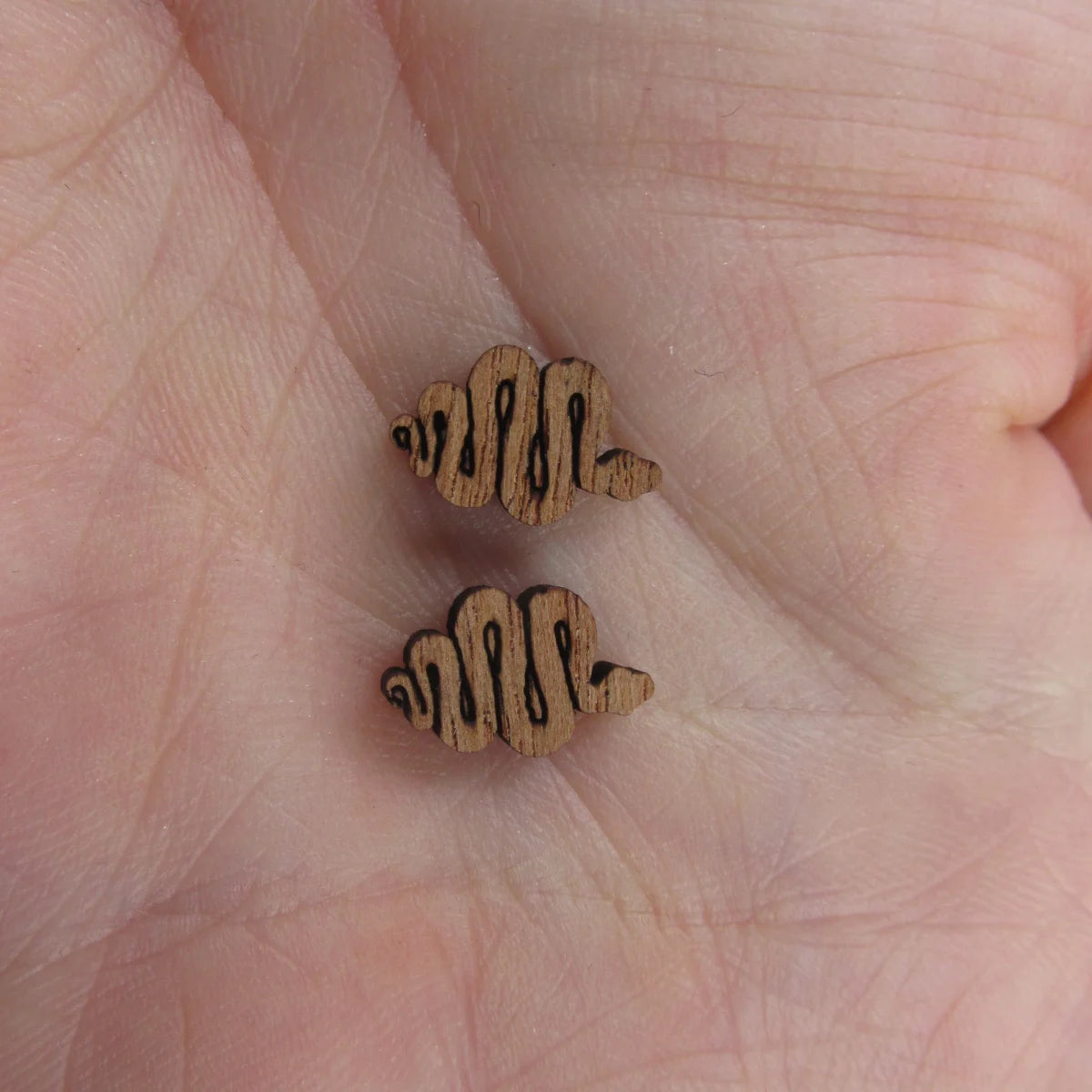 5 Pair Unfinished Wooden Cabochon Animal Snake Jewerly Accessory For DIY Handmade Earring Stud Charms