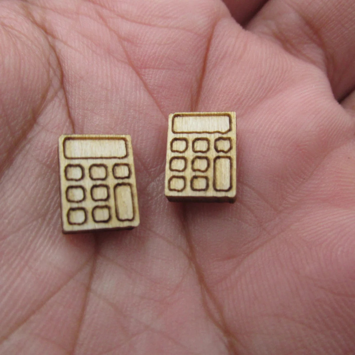 5 Pair Unfinished Blank Wood Cabochon Back to School Post Math Calculator Ruler Globe Scissors Earrings Stud Jewerly Findings