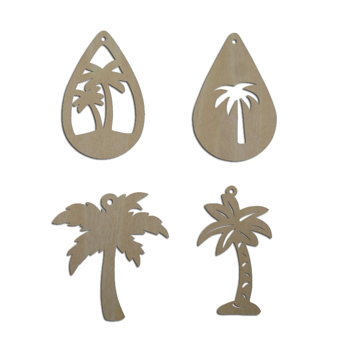 10pcs Unfinished Blank Wood Tropical Jewelry Palm Tree Cutout Shape For Women Summer Earring Finding