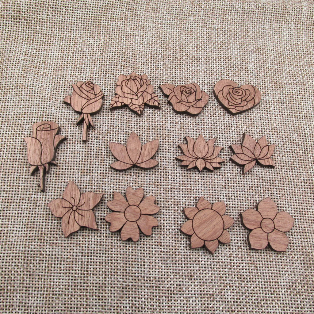 Laser Cut Jewelry Supplies Lotus Flower Unfinished Wooden Charms Pendants For Brooches Necklace  Jewerly Making