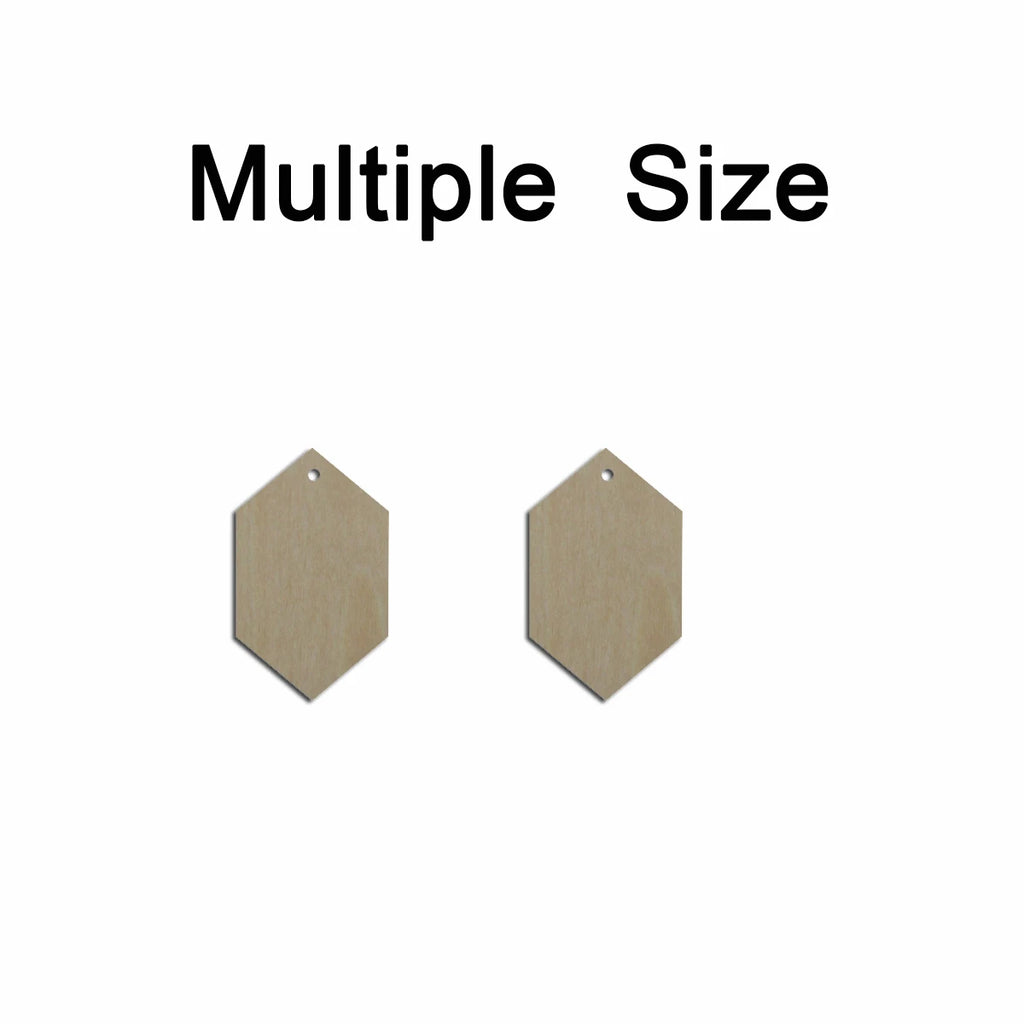10pcs Multiple Size Unfinished Wooden Blanks Geometric Elongated Hexagon Shape Dangle Earring For Jewelry Supplier
