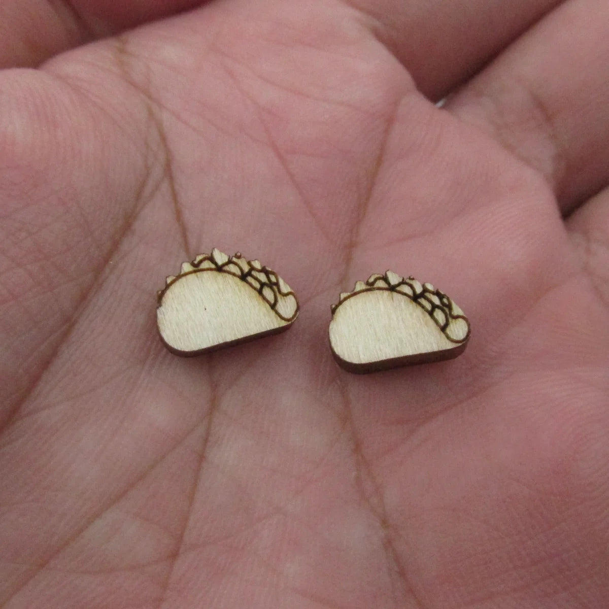 5 Pair Unfinished Blank Wooden Food Taco Macaron Cabochon Milk Cookies Post Coffee Donut Wood Earrings Stud Jewerly Finding