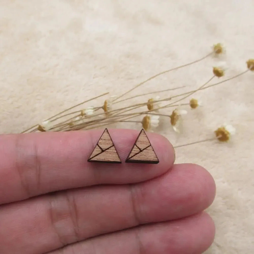 10pcs Unfinished Blank Wooden Geometric Triangular Mountain Shapes, DIY Wood Crafts Stud Earrings, Jewelry Making