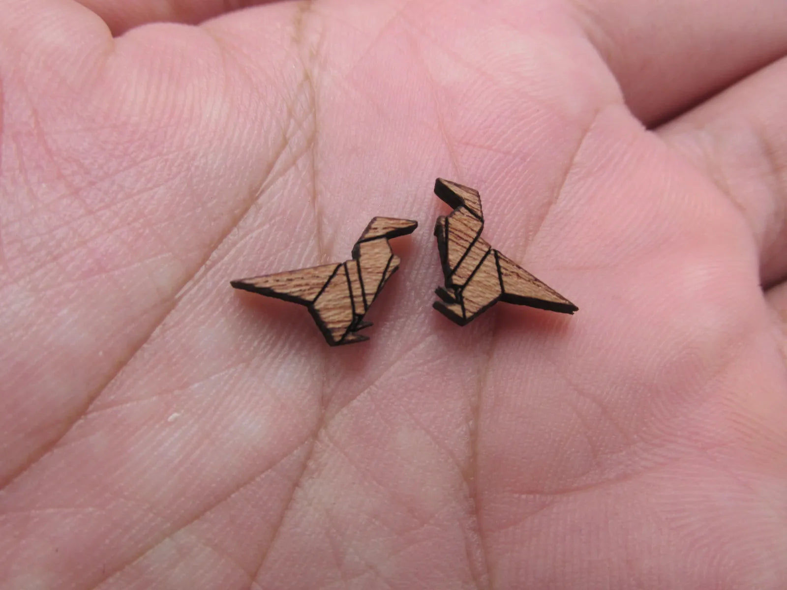 5 Pair Geometric Origami Animal Unfinished Wood Cabochon Dino Dinosaur Wood Cutout Shapes For DIY  Earrings Supplies