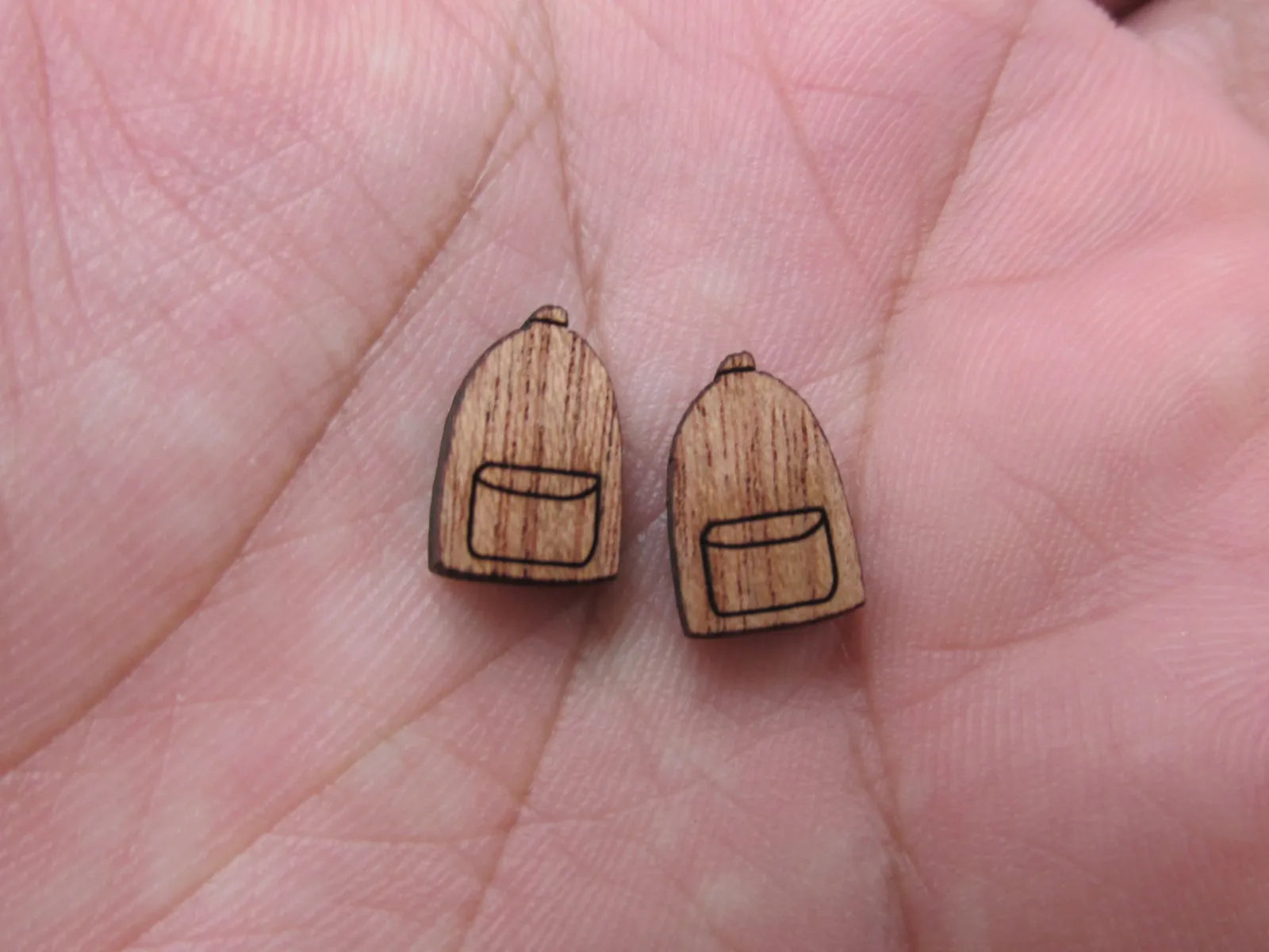 5 Pair Back to School Unfinished Blank Wood Cabochon Book Bag Wooden Cutout Shape For DIY Earrings Supplies