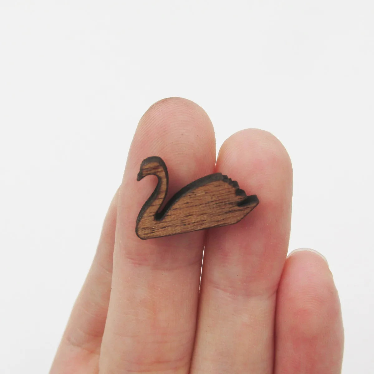 Mini Laser Cut Wood Cat Swan Duck Shape Animal Cabochons Stud Earring Embellishments Jewerly supplier