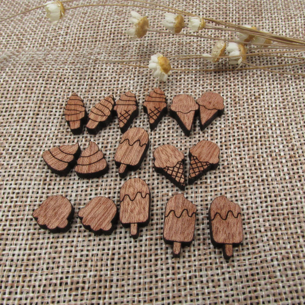 5 Pair Unfinished Blank Foods Wood Cabochon Ice Creams Wooden Shape Charms Pendant For DIY Jewerly Earrings Suppliers
