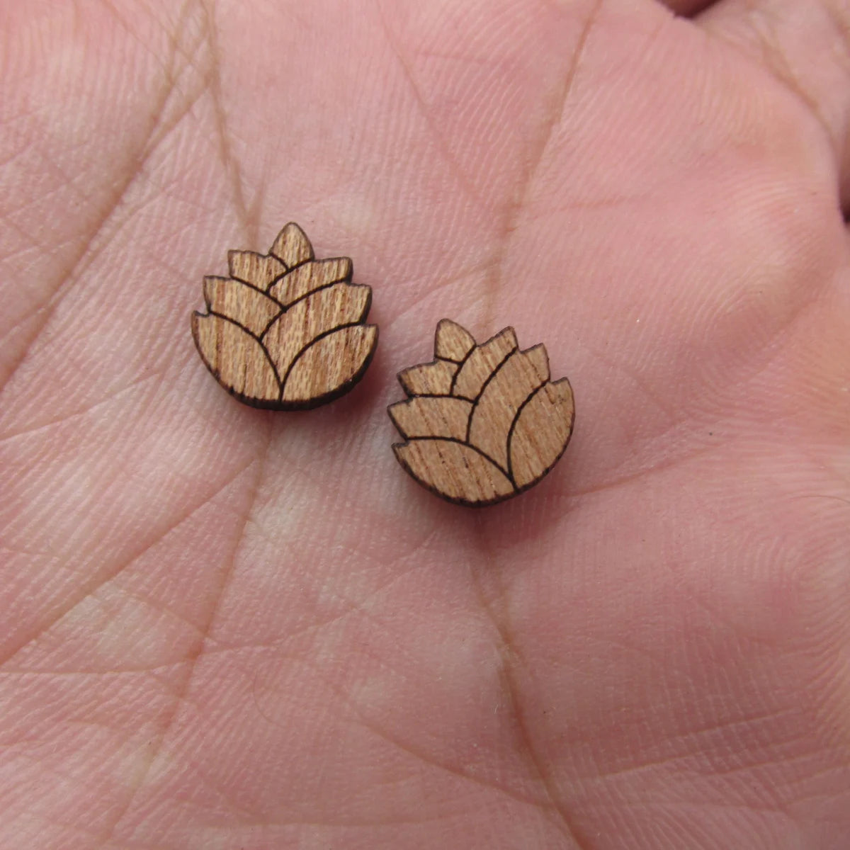 5 Pair Unfinished Blank Autumn Falls Leaves Wooden Pine Pinecone Cabochon Wood Shape Cutouts For DIY Craft Earring Stud