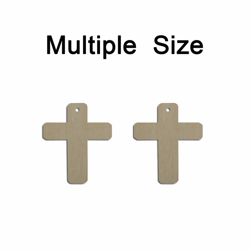10pcs Multiple Size Unfinished Wooden Blanks Simple Cross Cutout Shape Dangle Earring For Jewelry Supplier