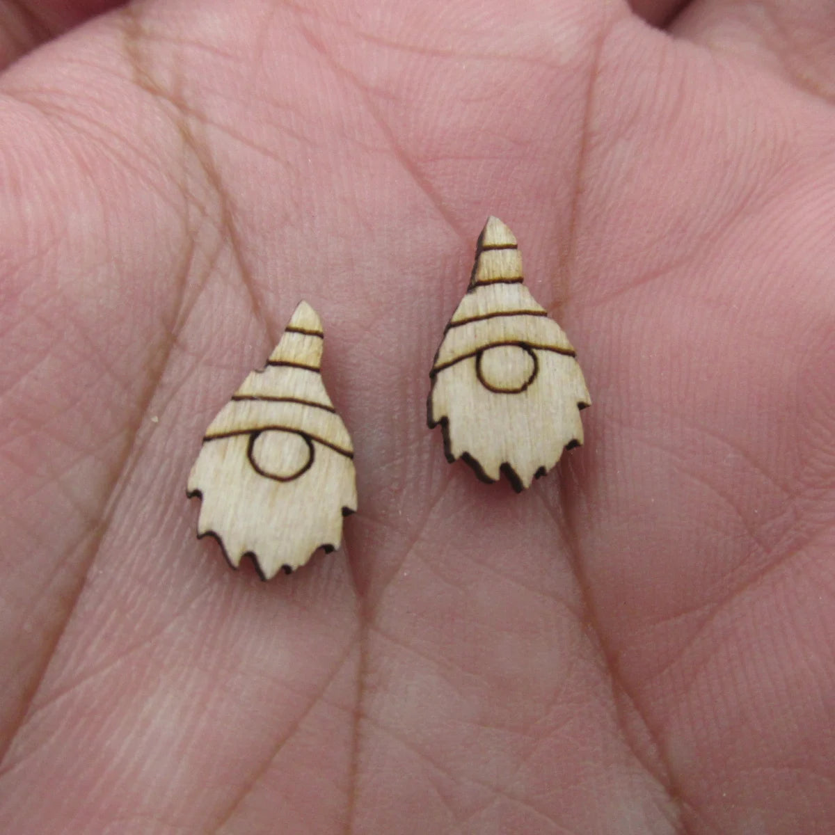 5 Pair Unfinished Blank Wooden Spring Gnome Cabochon Easter Post Wood Earrings Stud Handmade Jewelry Gift