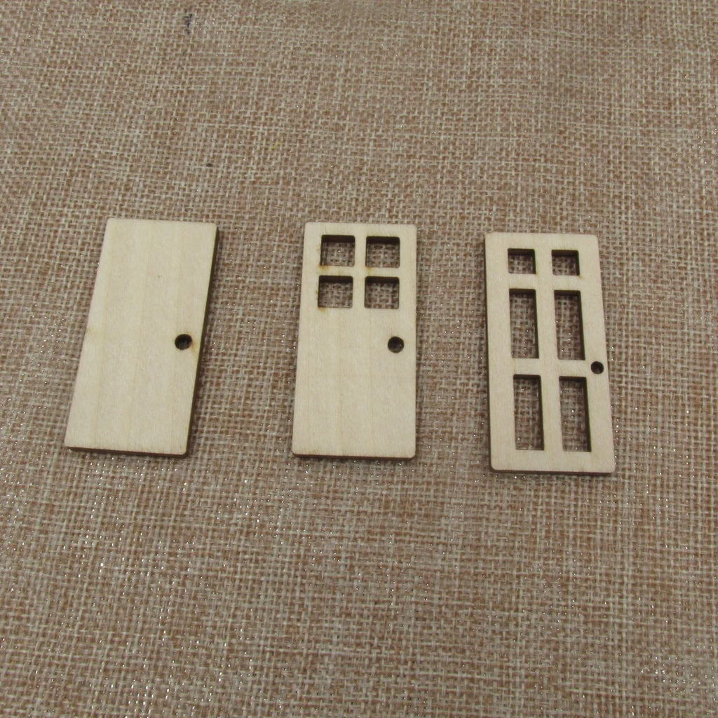 10pc Miniature Wood Fairy Door Mini House Elf Accessories Unfinished Wooden Shape Cutout For Kids Furniture Simulation