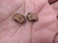 5 Pair Unfinished Laser Cut Blank Wlid Animal Wooden Hippo Cabochon Charms Wood Shape Cutouts For DIY Craft  Earring Stud