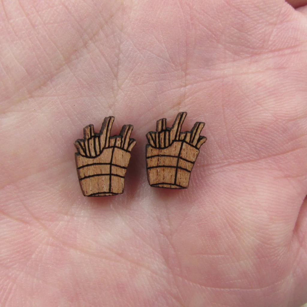 5 Pair Unfinished Blank Foods Wood Cabochon French Fries Hamburger Wooden Shape Pendant For DIY Jewerly Earrings Supplier