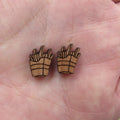 5 Pair Unfinished Blank Foods Wood Cabochon French Fries Hamburger Wooden Shape Pendant For DIY Jewerly Earrings Supplier