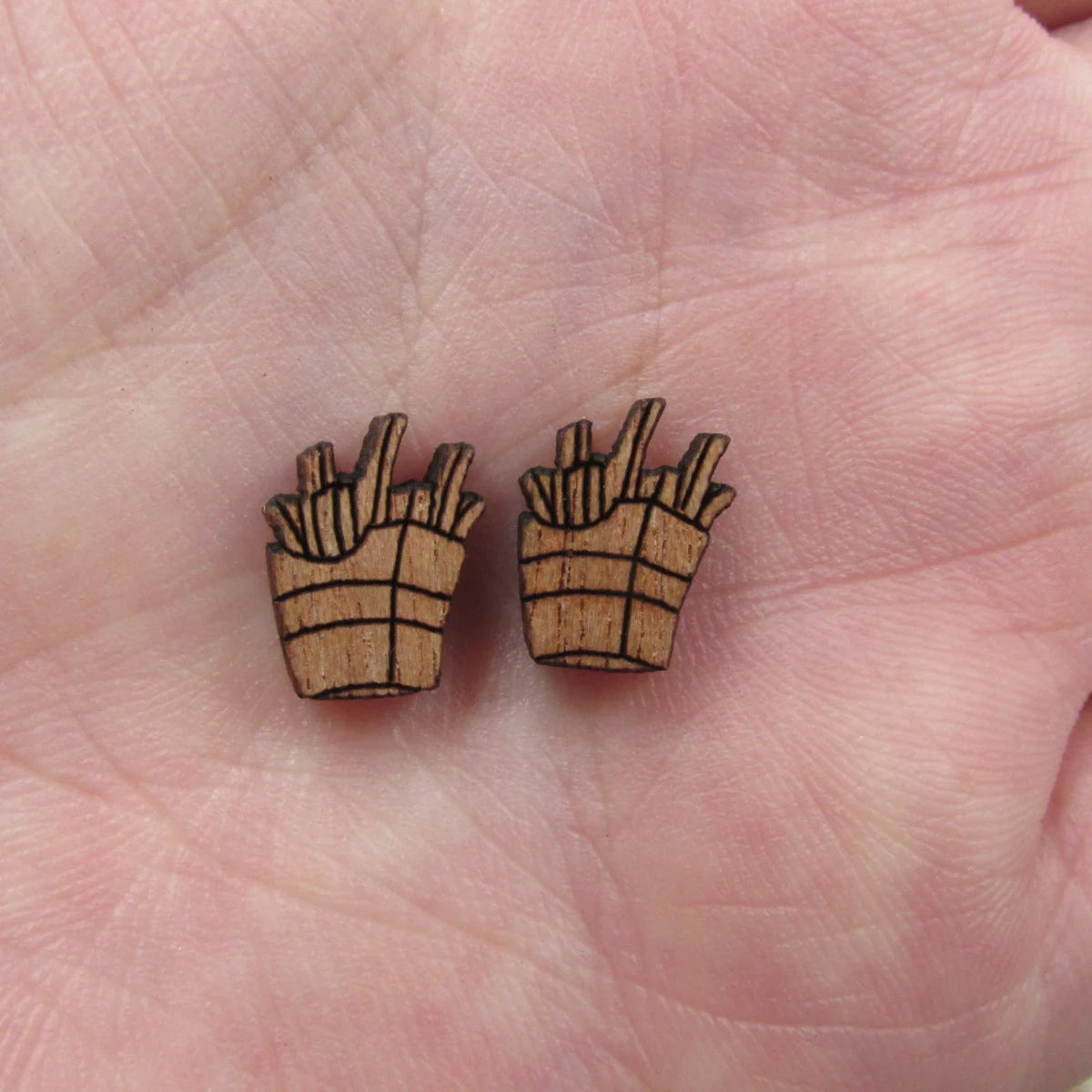 5 Pair Unfinished Blank Foods Wood Cabochon French Fries Hamburger Wooden Shape Pendant For DIY Jewerly Earrings Supplier