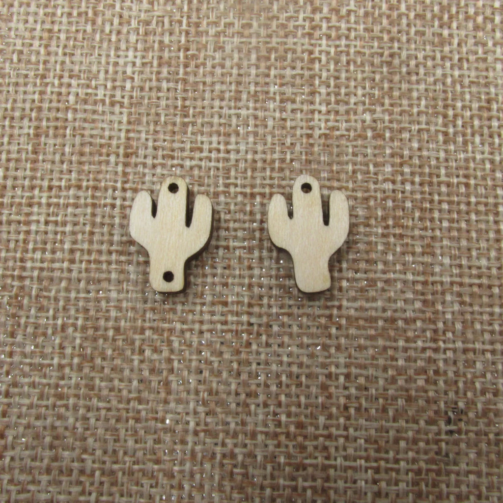 10 Pcs Unfinished Blank Wooden Plant Cactus Shape Cutout Plywood Connector Jewelry Earring Finding Supplies