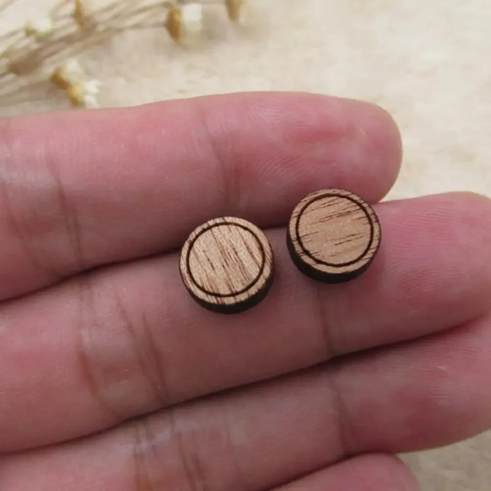 Unfinished Blank Solid Wooden Geometric Circle Round Shapes For DIy Wood Crafts Stud Earrings Accessories Jewelry Making Proj