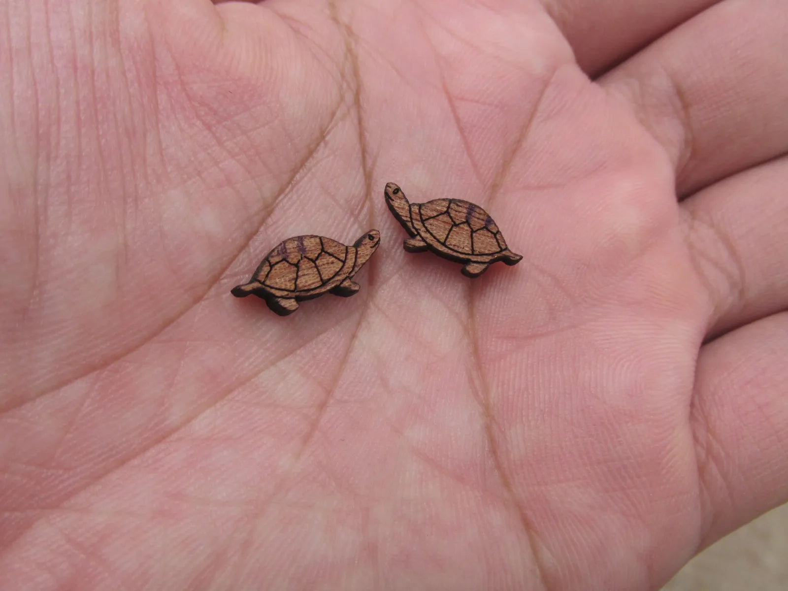 5 Pair Mini Wooden Cabochon Laser Cut Blanks Wood Animal Sea Turtle Shape For Earring Stud Making Jewerly Supplies