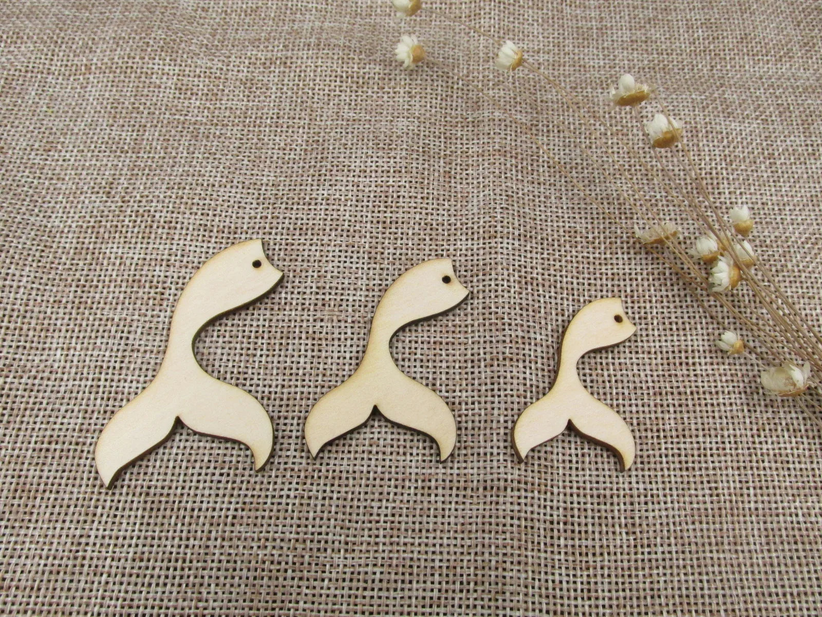 Unfinished Wooden Earrings Pendants Blank Ocean Mermaid and Tail Shape Cutout Jewelry Making DIY Ear ring Findings