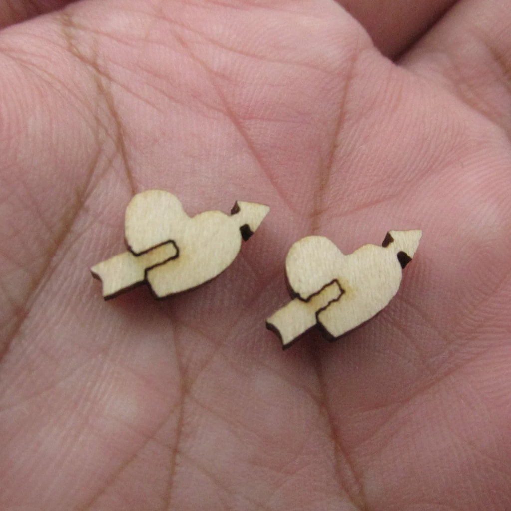 5 Pair Unfinished Blank Wooden Chocolate Heart Gift Box Cabochon Valentines Day Cupid Heart Post Sucker Wood Earrings Stud