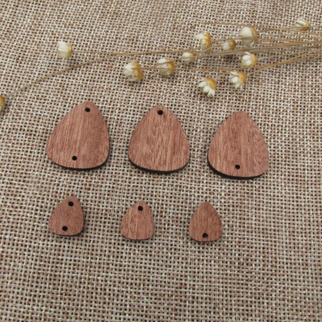 6 Pcs Unfinished Blank Wooden Raindrop Water Drop Wood Connector Shape Cutout For Necklace Earring Pendant DIY Making Jewelry