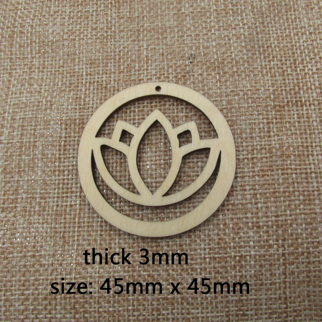 10pcs Unfinished Wood Blanks Flower Lotus Macrame Half Circle Diamond Shape Wooden Macrame For DIY Earrings Findings Jewelry