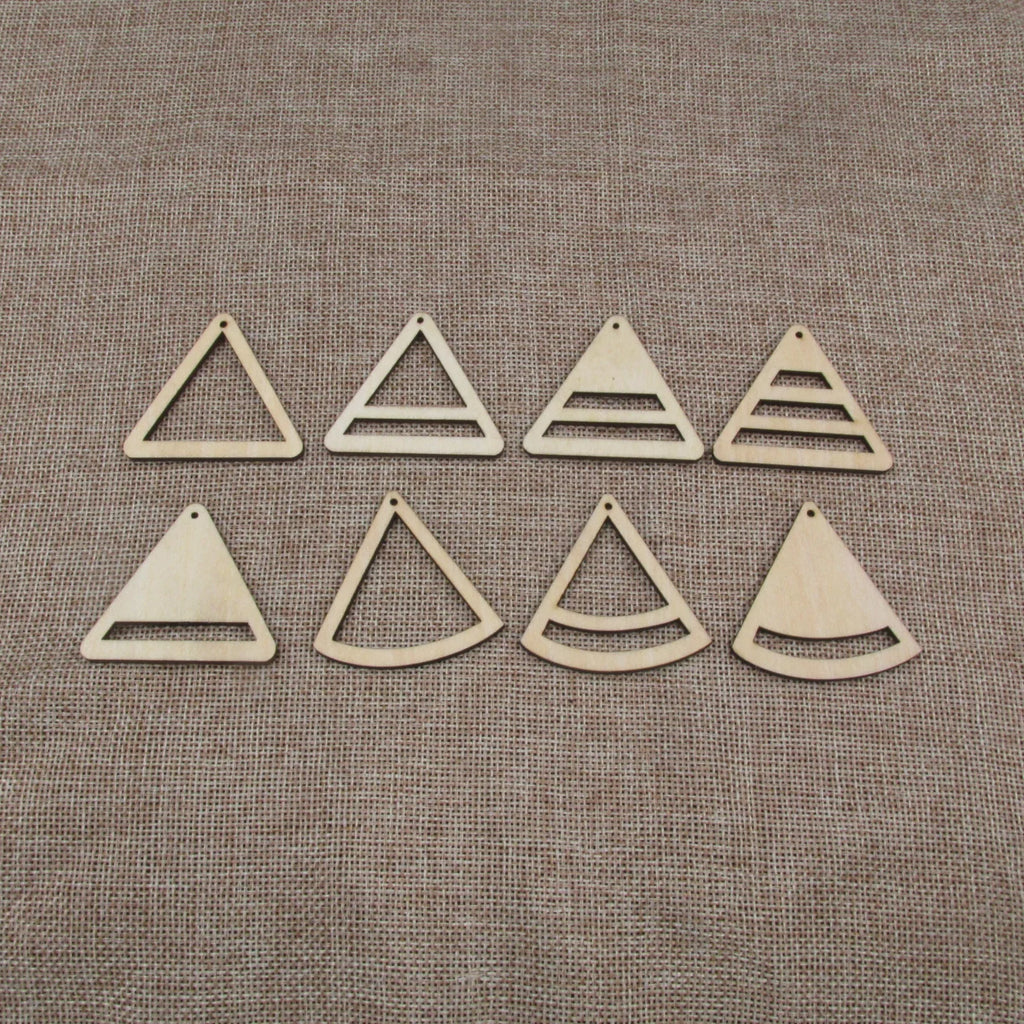 10pcs 1.75 inch Unfinished Wooden Blanks Geometric Triangle Fan Macrame DIY Earrings Parts Findings Accessories Supplies