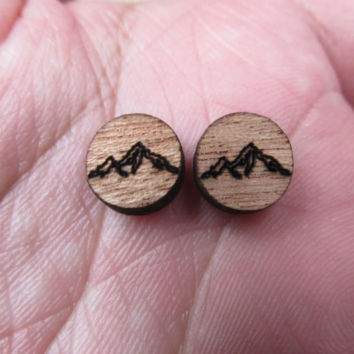 Unfinished Laser Engraved Wooden Mountain Cabochon Charms For Handmade DIY Craft  Earring Stud  Jewerly