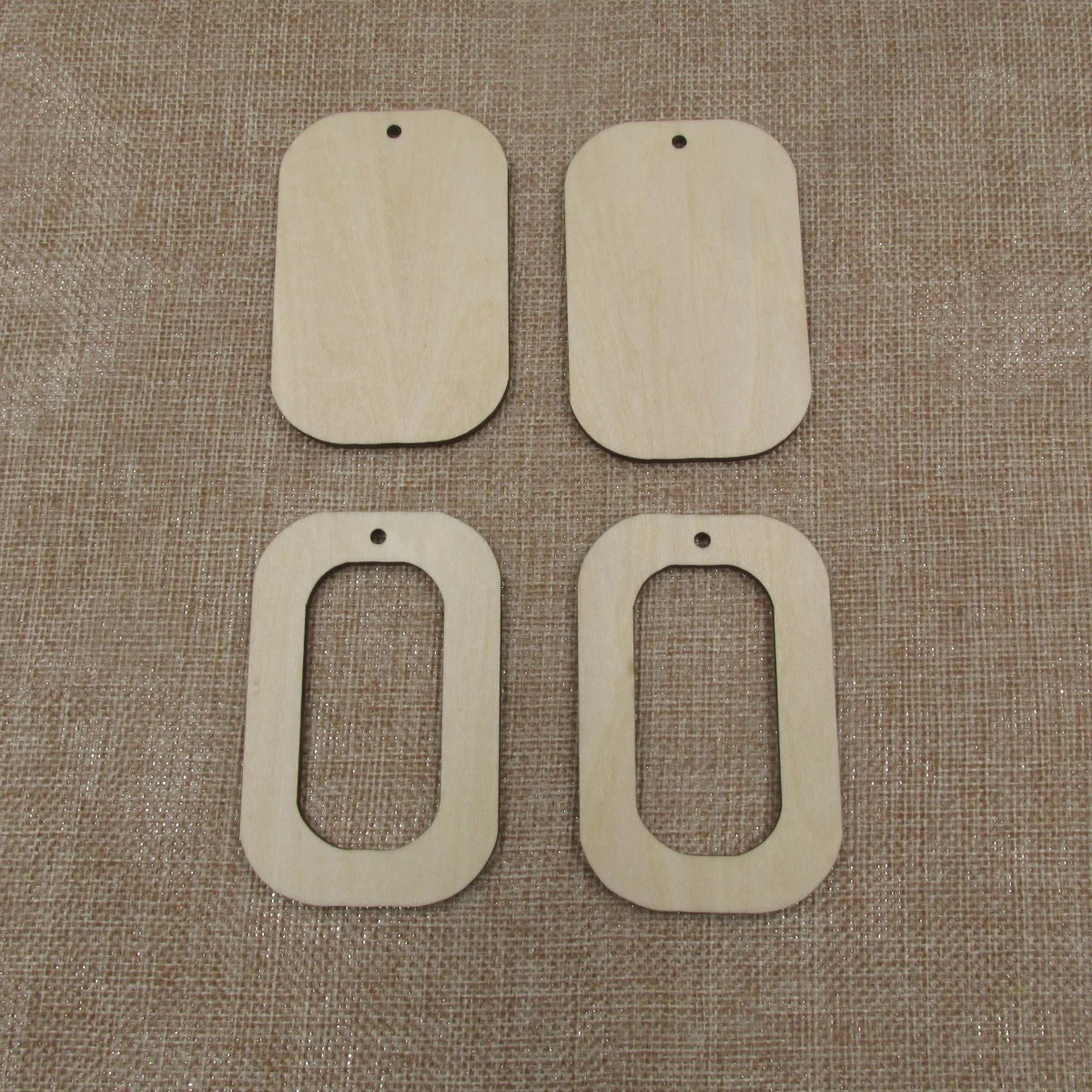 10pcs All Size DIY Unfinished Laser Cut Wood Earrings Blanks Hollow Rounded Rectangle Shape For Jewelry Accessories