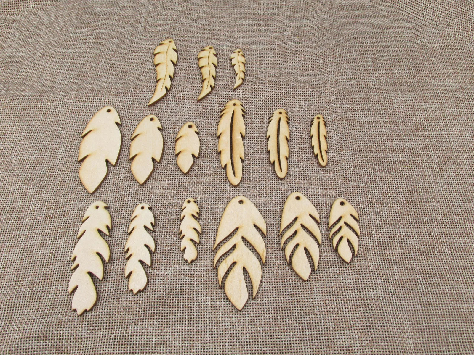 Unfinished Laser Cut Wooden Earrings Blank Pendant Wood Feather Shapes For DIY Jewelry Project Making