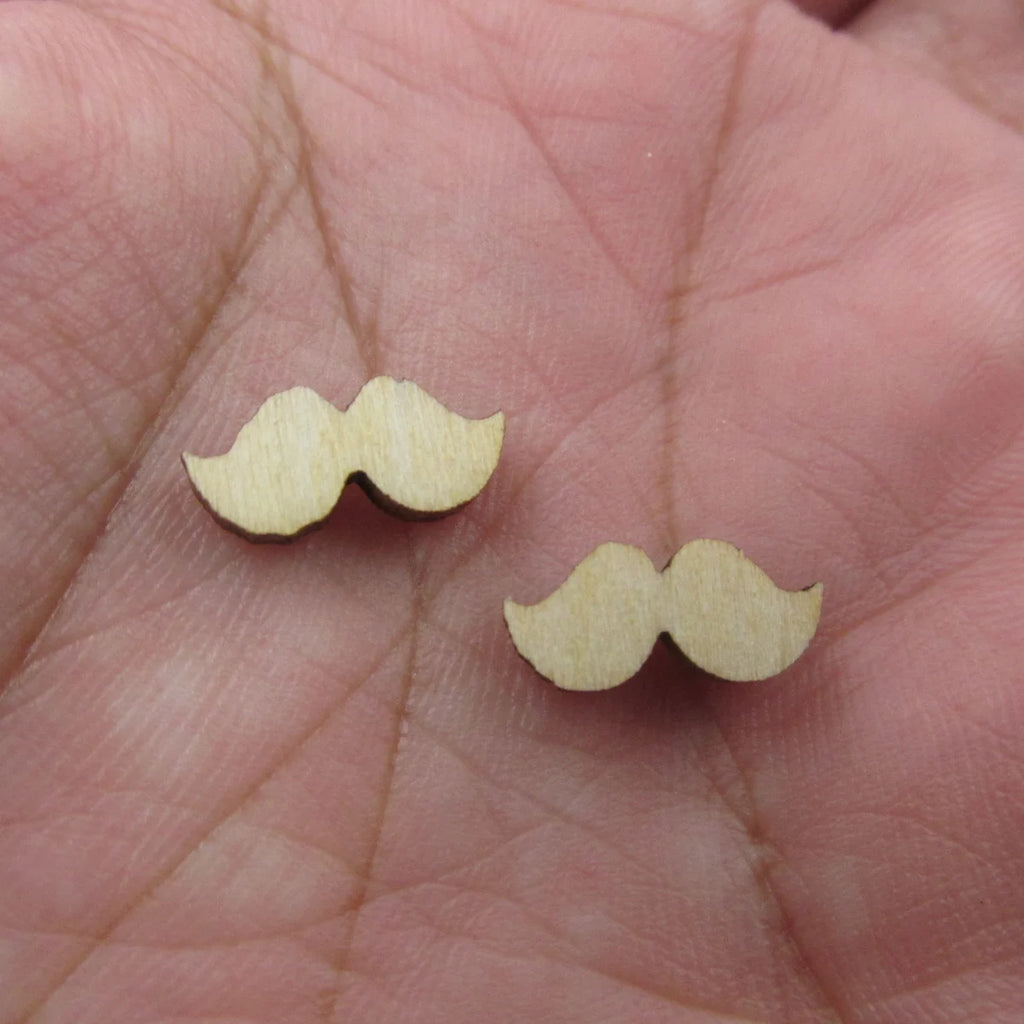 5 Pair Unfinished Blank Wooden Mexican Vihuela Guitar Cabochon Mustache Boho Hanukkah Challah Post Wood Earrings Stud
