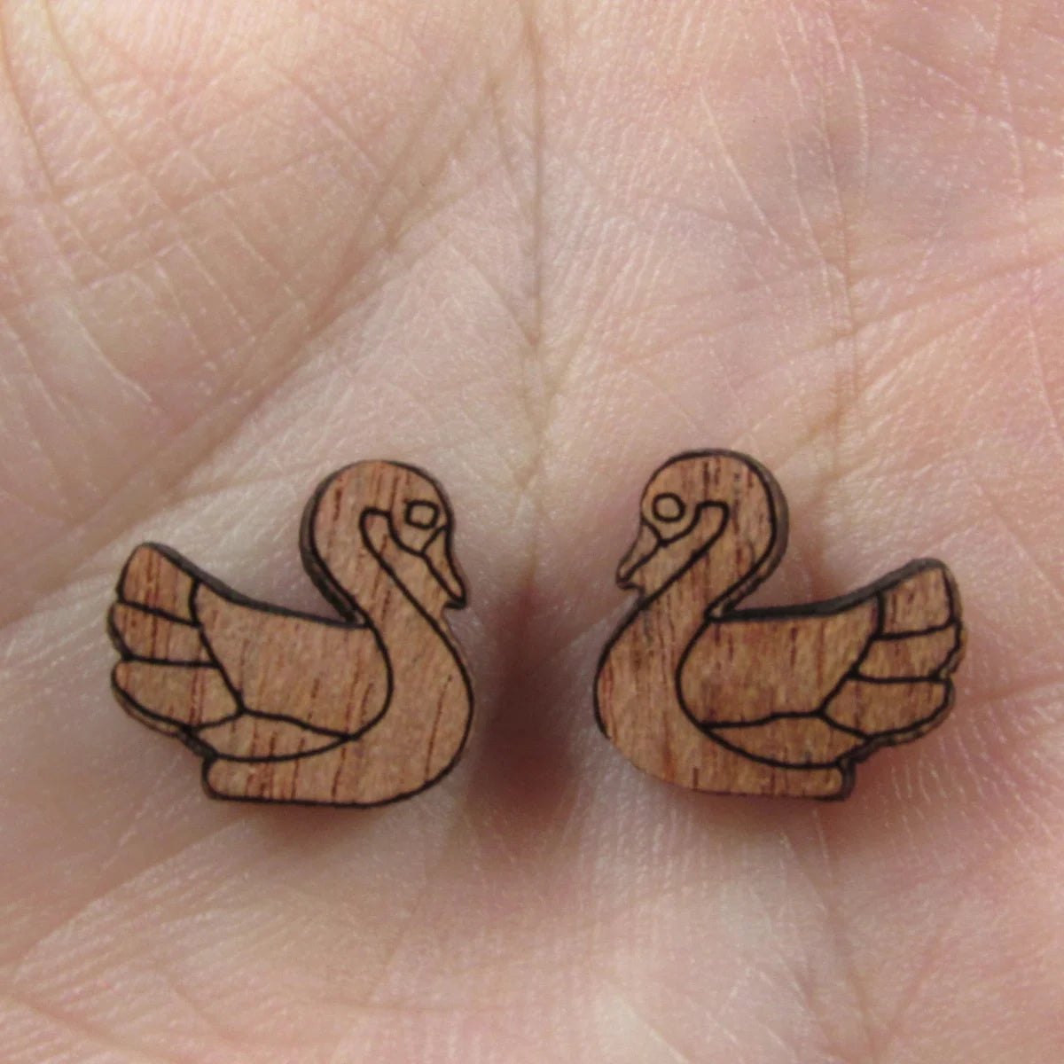 5 Pair Unfinished Blank Home Farm Animal Wooden Swan Cabochon Charm Wood Shape Cutouts For DIY Craft  Earring