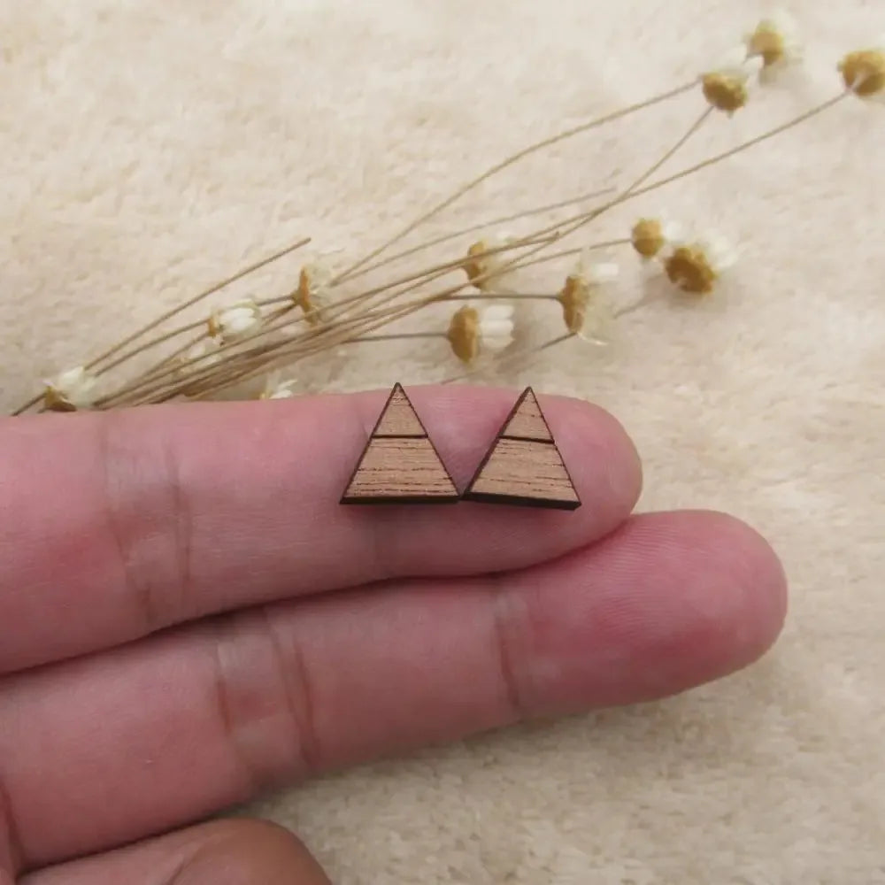 10pcs Unfinished Blank Wooden Geometric Triangular Mountain Shapes, DIY Wood Crafts Stud Earrings, Jewelry Making