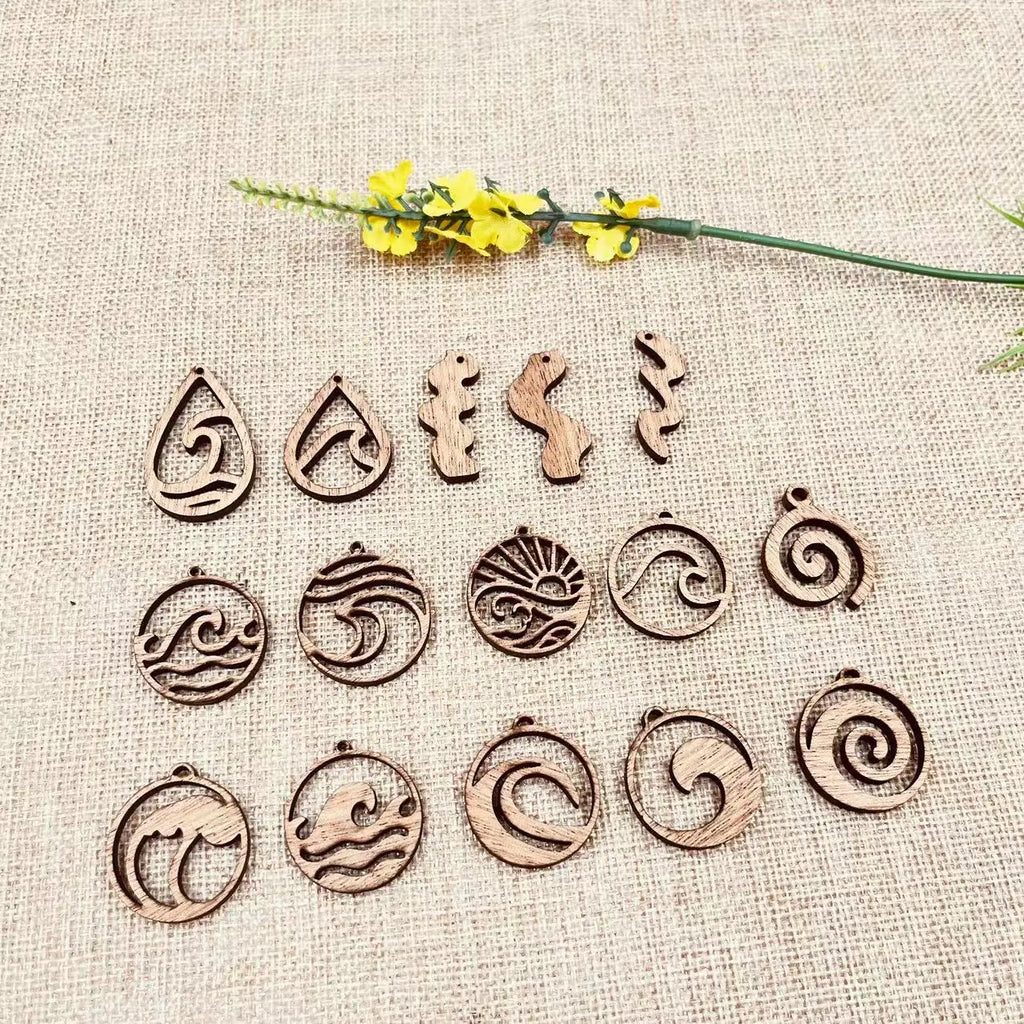 6pcs Unfinished Wood Wave Connector Sea Charms Ocean Beach Earring Pendants For Jewelry Making DIY Handmade Crafte