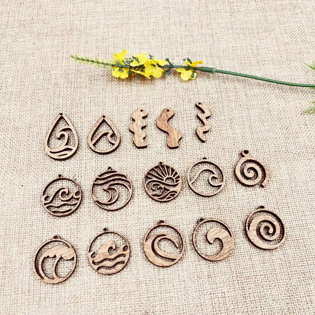 6pcs Unfinished Wood Wave Connector Sea Charms Ocean Beach Earring Pendants For Jewelry Making DIY Handmade Crafte