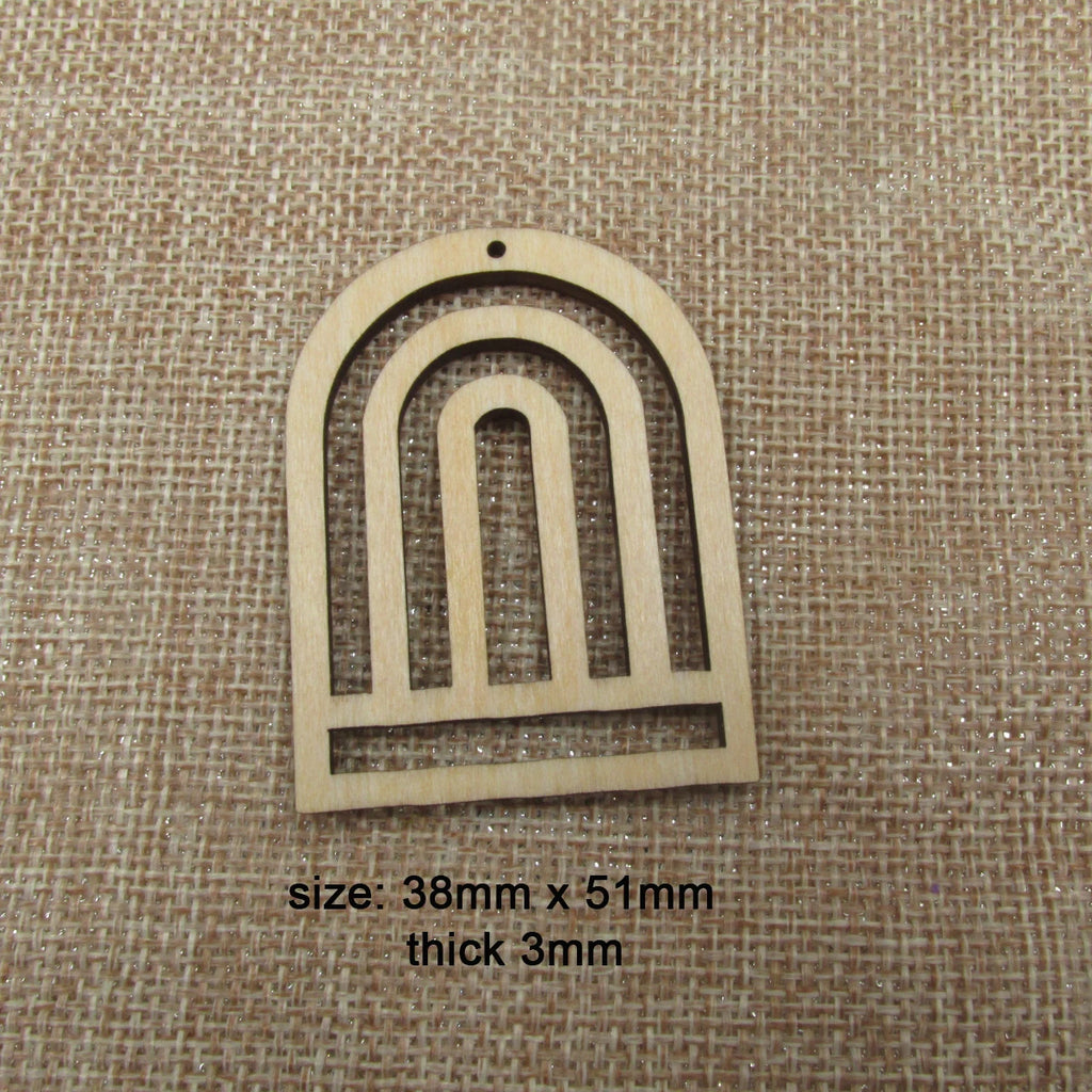 10pcs 1.75 inch Unfinished Wooden Blanks Square Macrame Diamond Rainbow Shape DIY Dangle Earrings Parts Supplies