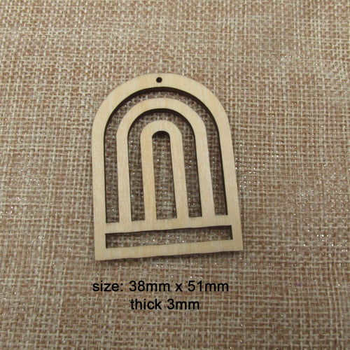 10pcs 1.75 inch Unfinished Wooden Blanks Square Macrame Diamond Rainbow Shape DIY Dangle Earrings Parts Supplies