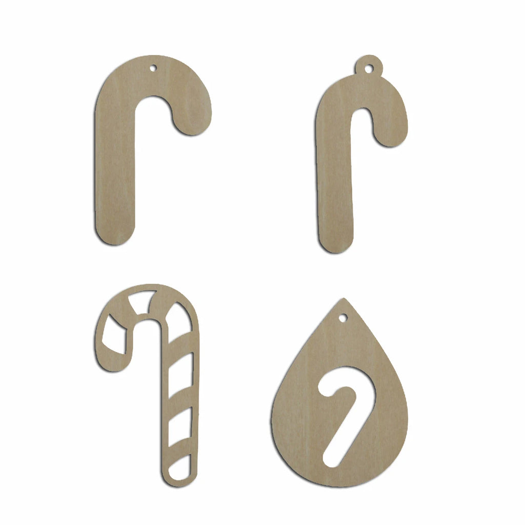 10pcs Bulk Unfinished Wooden Blank Christmas Candy Cane Cutout Shape For Hanging Dangle Earring Wood Jewelry Accessories