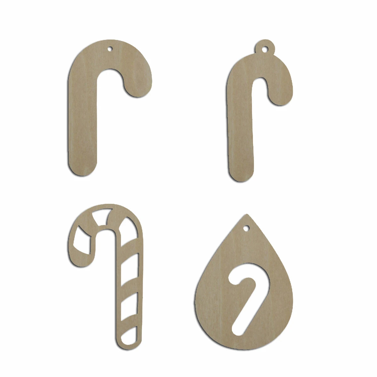 10pcs Bulk Unfinished Wooden Blank Christmas Candy Cane Cutout Shape For Hanging Dangle Earring Wood Jewelry Accessories